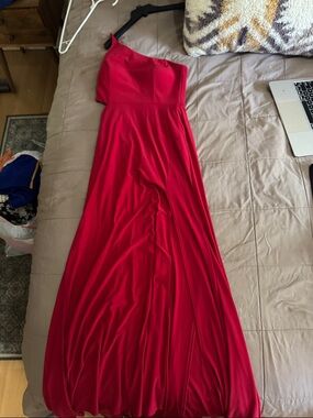 Jump One-Shoulder Scarlet Evening Gown